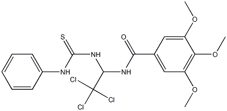 3,4,5-trimethoxy-N-{2,2,2-trichloro-1-[(phenylcarbamothioyl)amino]ethyl}benzamide Struktur