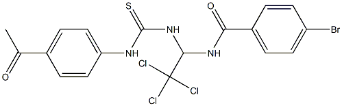 N-(1-{[(4-acetylphenyl)carbamothioyl]amino}-2,2,2-trichloroethyl)-4-bromobenzamide Struktur