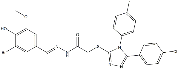 N'-[(1E)-(3-bromo-4-hydroxy-5-methoxyphenyl)methylidene]-2-{[5-(4-chlorophenyl)-4-(4-methylphenyl)-4H-1,2,4-triazol-3-yl]sulfanyl}acetohydrazide Struktur