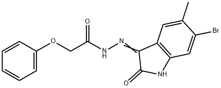 N'-(6-bromo-5-methyl-2-oxo-1,2-dihydro-3H-indol-3-ylidene)-2-phenoxyacetohydrazide Struktur