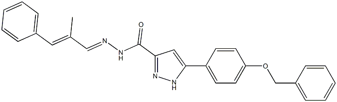 5-[4-(benzyloxy)phenyl]-N'-[(1Z,2E)-2-methyl-3-phenylprop-2-en-1-ylidene]-1H-pyrazole-3-carbohydrazide Struktur