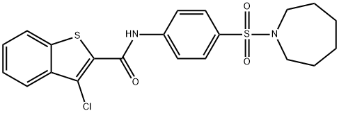 N-[4-(1-azepanylsulfonyl)phenyl]-3-chloro-1-benzothiophene-2-carboxamide Struktur