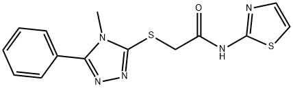 2-[(4-methyl-5-phenyl-4H-1,2,4-triazol-3-yl)sulfanyl]-N-(1,3-thiazol-2-yl)acetamide Struktur