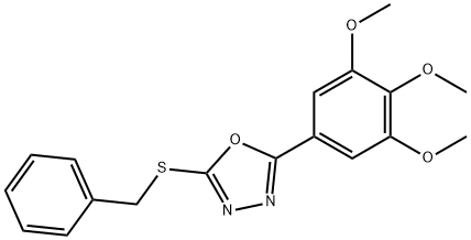 2-(benzylsulfanyl)-5-(3,4,5-trimethoxyphenyl)-1,3,4-oxadiazole Struktur