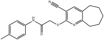 2-[(3-cyano-6,7,8,9-tetrahydro-5H-cyclohepta[b]pyridin-2-yl)sulfanyl]-N-(4-methylphenyl)acetamide Struktur