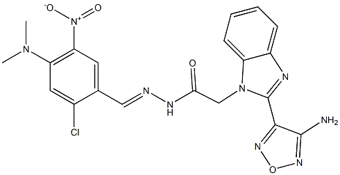 2-[2-(4-amino-1,2,5-oxadiazol-3-yl)-1H-benzimidazol-1-yl]-N'-{2-chloro-4-(dimethylamino)-5-nitrobenzylidene}acetohydrazide Struktur