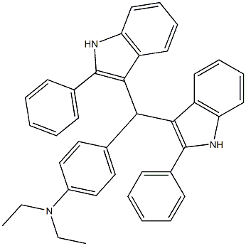 N-{4-[bis(2-phenyl-1H-indol-3-yl)methyl]phenyl}-N,N-diethylamine Struktur