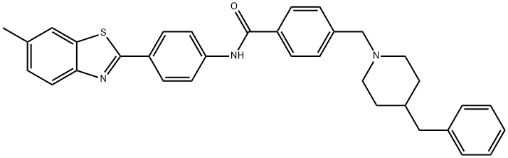 4-[(4-benzylpiperidin-1-yl)methyl]-N-[4-(6-methyl-1,3-benzothiazol-2-yl)phenyl]benzamide Struktur