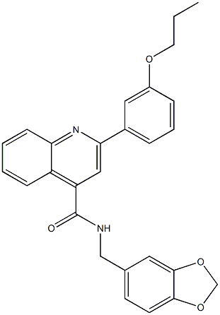 N-(1,3-benzodioxol-5-ylmethyl)-2-(3-propoxyphenyl)quinoline-4-carboxamide Struktur