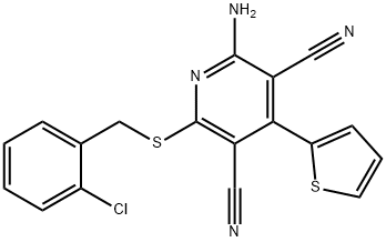 2-amino-6-[(2-chlorobenzyl)sulfanyl]-4-(2-thienyl)-3,5-pyridinedicarbonitrile Struktur