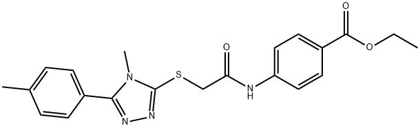 ethyl 4-[({[4-methyl-5-(4-methylphenyl)-4H-1,2,4-triazol-3-yl]sulfanyl}acetyl)amino]benzoate Struktur