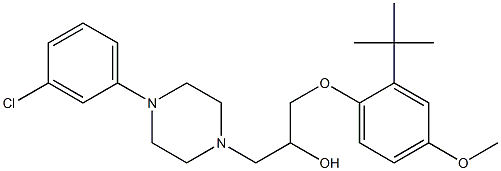 1-(2-tert-butyl-4-methoxyphenoxy)-3-[4-(3-chlorophenyl)-1-piperazinyl]-2-propanol Struktur