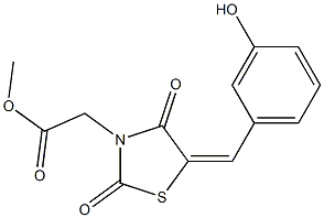 methyl [5-(3-hydroxybenzylidene)-2,4-dioxo-1,3-thiazolidin-3-yl]acetate Struktur