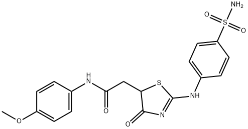 2-{2-[4-(aminosulfonyl)anilino]-4-oxo-4,5-dihydro-1,3-thiazol-5-yl}-N-(4-methoxyphenyl)acetamide Struktur