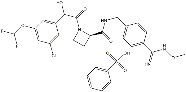 2-AzetidinecarboxaMide, 1-[(2R)-[3-chloro-5-(difluoroMethoxy)phenyl]hydroxyacetyl]-N-[[4-[iMino( MethoxyaMino)Methyl]phenyl]Methyl]-, (2S)-, Monobenzenesulfonate (salt) Struktur