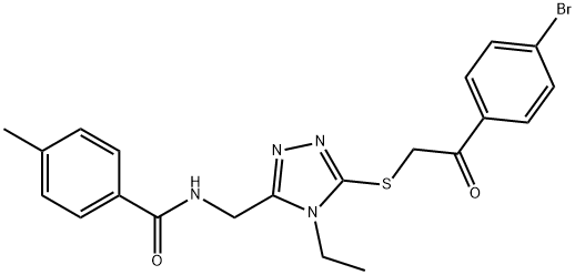 N-[(5-{[2-(4-bromophenyl)-2-oxoethyl]sulfanyl}-4-ethyl-4H-1,2,4-triazol-3-yl)methyl]-4-methylbenzamide Struktur