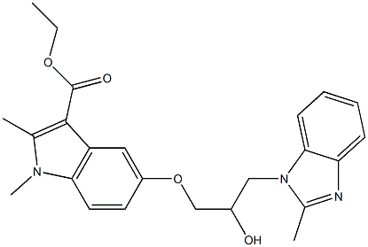 ethyl 5-[2-hydroxy-3-(2-methyl-1H-benzimidazol-1-yl)propoxy]-1,2-dimethyl-1H-indole-3-carboxylate Struktur