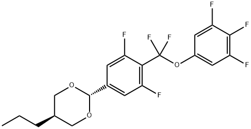 1,3-Dioxane, 2-[4-[difluoro(3,4,5-trifluorophenoxy)methyl]-3,5-difluorophenyl]-5-propyl-, trans- Struktur