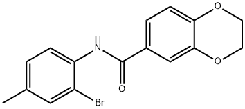 N-(2-bromo-4-methylphenyl)-2,3-dihydro-1,4-benzodioxine-6-carboxamide Struktur