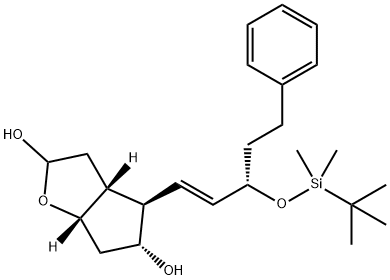 (3aR,4R,5R,6aS)-4-[(1E,3S)-3-[[(1,1-Dimethylethyl)dimethylsilyl]oxy]-5-phenyl-1-pentenyl]hexahydro-2H-cyclopenta[b]furan-2,5-diol Struktur