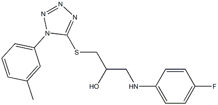 1-[(4-fluorophenyl)amino]-3-{[1-(3-methylphenyl)-1H-1,2,3,4-tetrazol-5-yl]sulfanyl}propan-2-ol Struktur