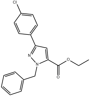 1H-Pyrazole-5-carboxylic acid, 3-(4-chlorophenyl)-1-(phenylmethyl)-, ethyl ester Struktur