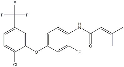 N1-{4-[2-chloro-5-(trifluoromethyl)phenoxy]-2-fluorophenyl}-3-methylbut-2-enamide Struktur