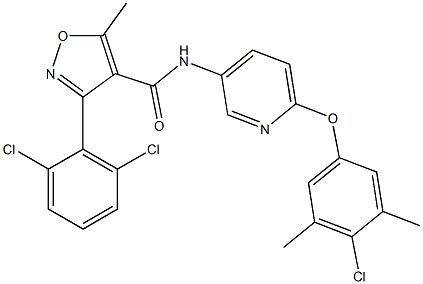 N4-[6-(4-chloro-3,5-dimethylphenoxy)-3-pyridyl]-3-(2,6-dichlorophenyl)-5-methylisoxazole-4-carboxamide Struktur