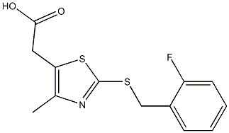 2-(2-{[(2-fluorophenyl)methyl]sulfanyl}-4-methyl-1,3-thiazol-5-yl)acetic acid Struktur