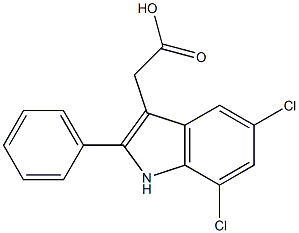 2-(5,7-dichloro-2-phenyl-1H-indol-3-yl)acetic acid Struktur