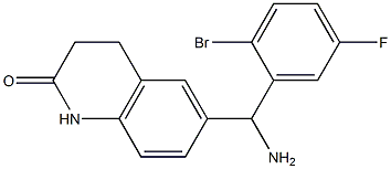 6-[amino(2-bromo-5-fluorophenyl)methyl]-1,2,3,4-tetrahydroquinolin-2-one Struktur