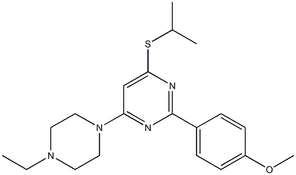 4-(4-ethyl-1-piperazinyl)-6-(isopropylsulfanyl)-2-(4-methoxyphenyl)pyrimidine Struktur