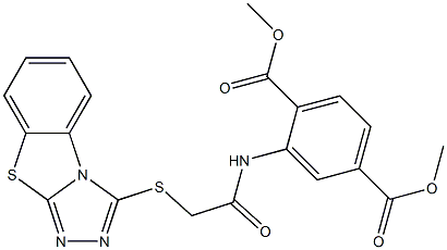 dimethyl 2-{[([1,2,4]triazolo[3,4-b][1,3]benzothiazol-3-ylsulfanyl)acetyl]amino}terephthalate Struktur