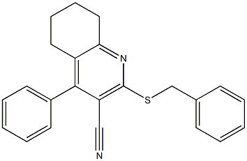 2-(benzylsulfanyl)-4-phenyl-5,6,7,8-tetrahydro-3-quinolinecarbonitrile Struktur