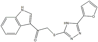 2-{[5-(2-furyl)-4H-1,2,4-triazol-3-yl]sulfanyl}-1-(1H-indol-3-yl)ethanone Struktur