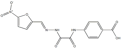 4-{[[2-({5-nitro-2-furyl}methylene)hydrazino](oxo)acetyl]amino}benzoic acid Struktur