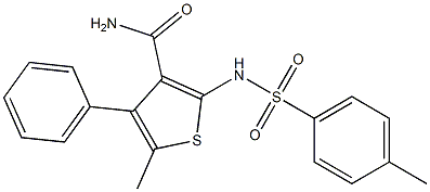 5-methyl-2-{[(4-methylphenyl)sulfonyl]amino}-4-phenyl-3-thiophenecarboxamide Struktur