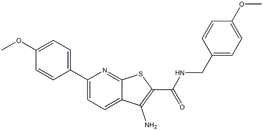 3-amino-N-(4-methoxybenzyl)-6-(4-methoxyphenyl)thieno[2,3-b]pyridine-2-carboxamide Struktur