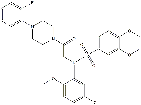 N-(5-chloro-2-methoxyphenyl)-N-{2-[4-(2-fluorophenyl)-1-piperazinyl]-2-oxoethyl}-3,4-dimethoxybenzenesulfonamide Struktur