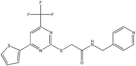 N-(4-pyridinylmethyl)-2-{[4-(2-thienyl)-6-(trifluoromethyl)-2-pyrimidinyl]sulfanyl}acetamide Struktur