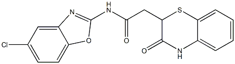 N-(5-chloro-1,3-benzoxazol-2-yl)-2-(3-oxo-3,4-dihydro-2H-1,4-benzothiazin-2-yl)acetamide Struktur