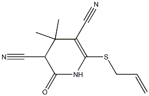 6-(allylsulfanyl)-4,4-dimethyl-2-oxo-1,2,3,4-tetrahydro-3,5-pyridinedicarbonitrile Struktur