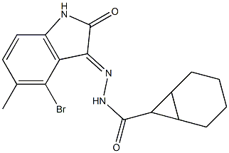 N'-(4-bromo-5-methyl-2-oxo-1,2-dihydro-3H-indol-3-ylidene)bicyclo[4.1.0]heptane-7-carbohydrazide Struktur