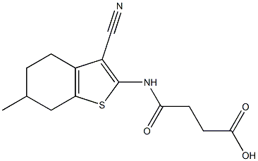 4-[(3-cyano-6-methyl-4,5,6,7-tetrahydro-1-benzothien-2-yl)amino]-4-oxobutanoic acid Struktur