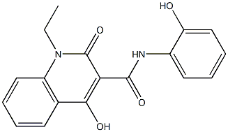 1-ethyl-4-hydroxy-N-(2-hydroxyphenyl)-2-oxo-1,2-dihydroquinoline-3-carboxamide Struktur