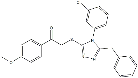 2-{[5-benzyl-4-(3-chlorophenyl)-4H-1,2,4-triazol-3-yl]sulfanyl}-1-(4-methoxyphenyl)ethanone Struktur