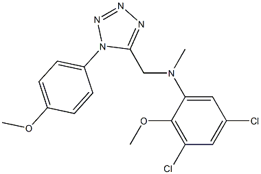 (3,5-dichloro-2-methoxyphenyl)[1-(4-methoxyphenyl)-1H-tetraazol-5-yl]-N-methylmethanamine Struktur