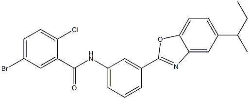 5-bromo-N-[3-(5-sec-butyl-1,3-benzoxazol-2-yl)phenyl]-2-chlorobenzamide Struktur