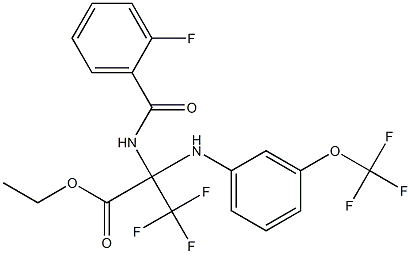 ethyl 3,3,3-trifluoro-2-[(2-fluorobenzoyl)amino]-2-[3-(trifluoromethoxy)anilino]propanoate Struktur