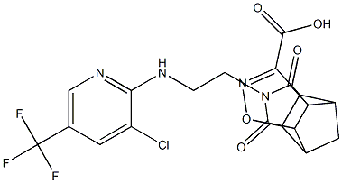 10-(2-{[3-chloro-5-(trifluoromethyl)-2-pyridinyl]amino}ethyl)-9,11-dioxo-3-oxa-4,10-diazatetracyclo[5.5.1.0~2,6~.0~8,12~]tridec-4-ene-5-carboxylic acid Struktur